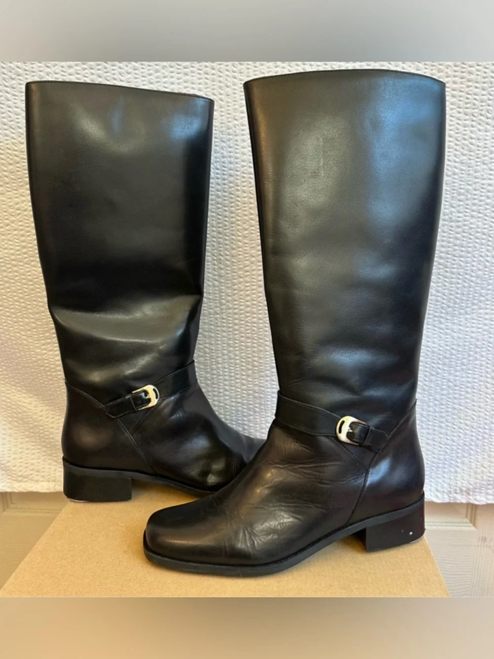 Valerie Stevens Heritage Black Leather Knee High Riding Boots Women’s Size 9